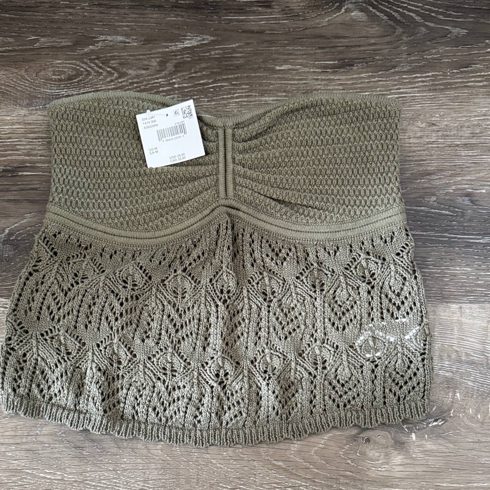 American Eagle Outfitters Olive Green Strapless Top